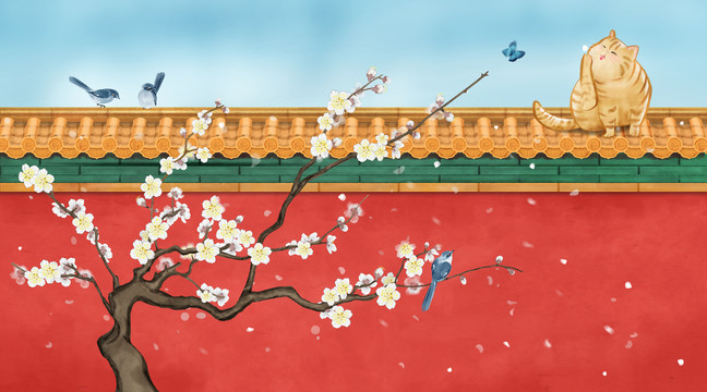 紅宮墻插畫
