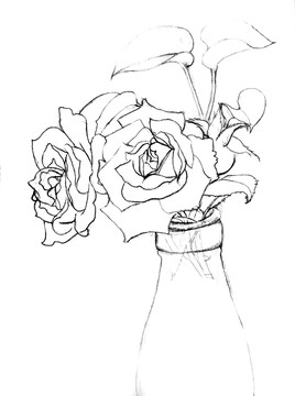 手繪花瓶里的花