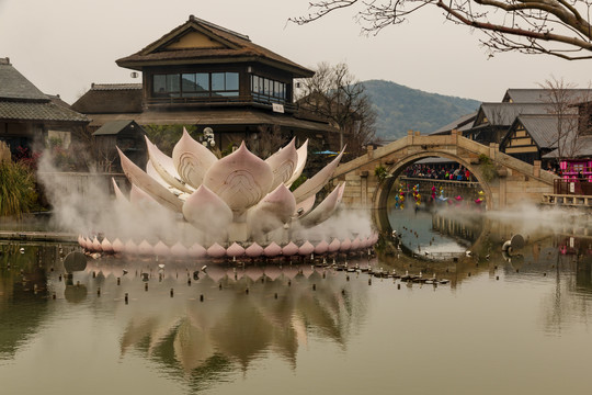 拈花湾一苇桥五灯湖莲花