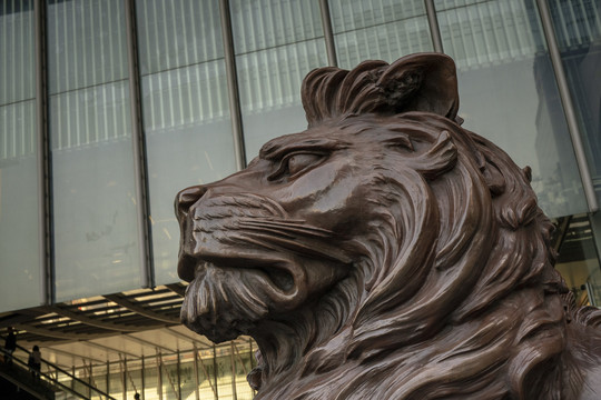 香港汇丰大厦门口铜狮