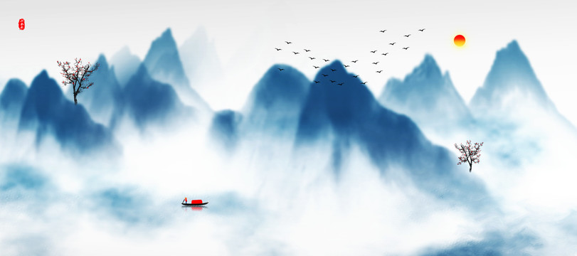 流動(dòng)山水畫