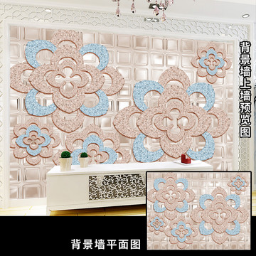 奢华宝石花3D立体珠宝背景墙