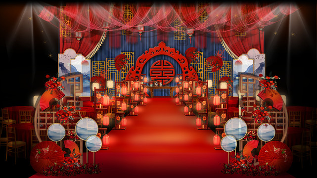 新中式婚礼中式婚礼红蓝撞色