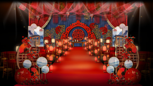 新中式婚禮中式婚禮紅藍(lán)撞色