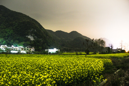 云漫湖春天夜色