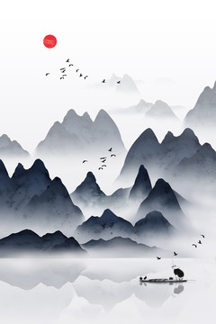 新中式禅境山水装饰画