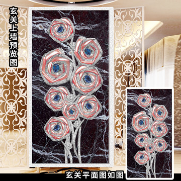奢華3D立體珠寶玄關(guān)背景墻移門