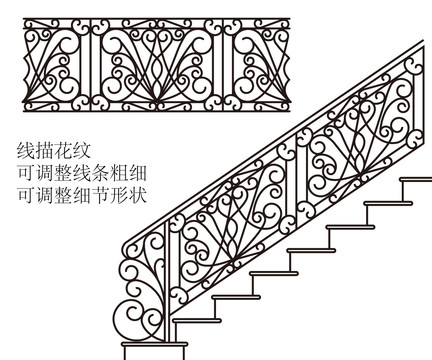 歐式樓梯扶手欄桿花紋