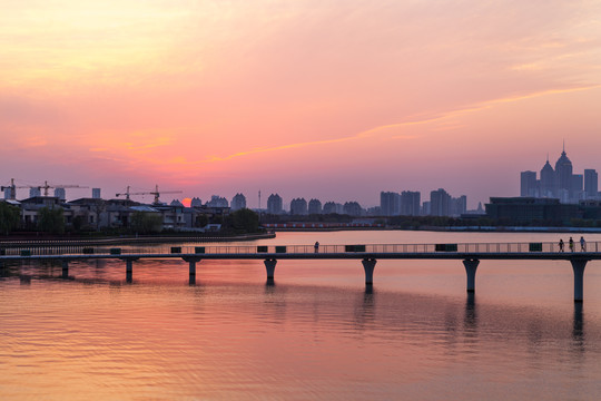 金鸡湖的夕阳