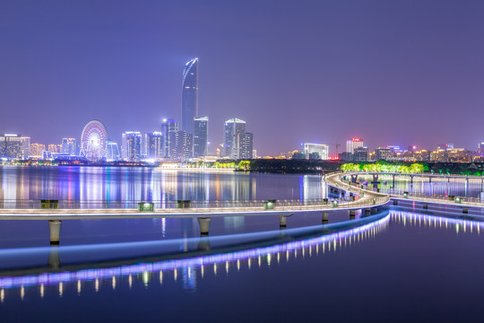 金鸡湖步道夜景