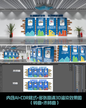 原創(chuàng)藍色創(chuàng)意科技企業(yè)文化墻