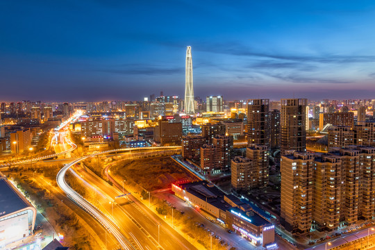 天津滨海新区夜景