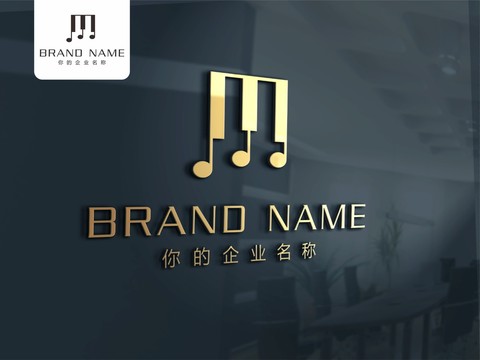 M音樂鋼琴標(biāo)志logo設(shè)計(jì)
