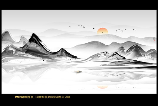 中式禪意山水畫