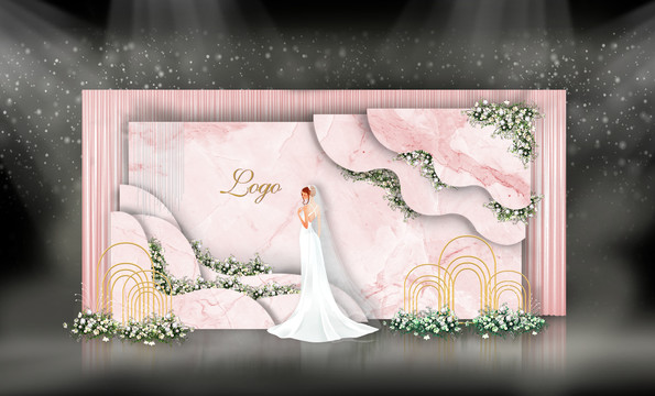 粉色大理石婚禮迎賓區(qū)
