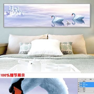 夢幻母子天鵝城堡沙發(fā)畫床頭畫