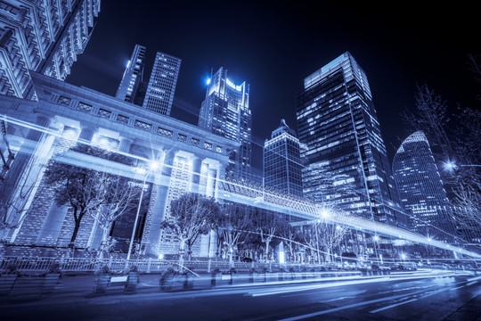 深圳城市夜景建筑街道