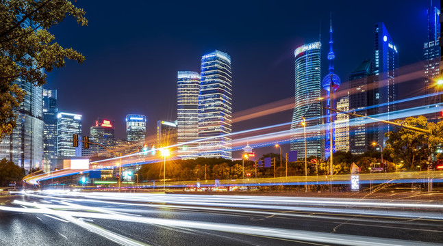 深圳城市夜景建筑街道