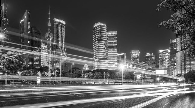 深圳城市夜景建筑街道