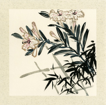 國畫百合花