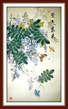 國畫紫藤花