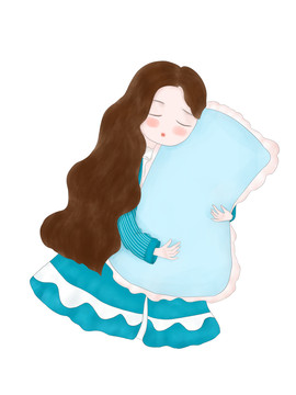 板繪可愛(ài)藍(lán)衣小女孩
