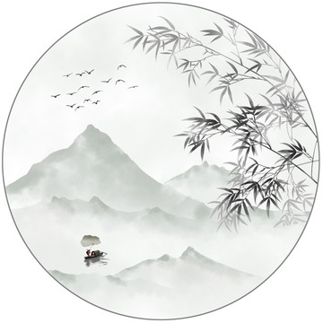 竹子山水畫