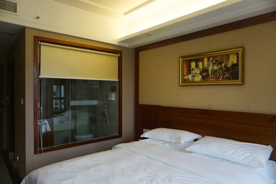 商务酒店标准间卧室及盥洗间