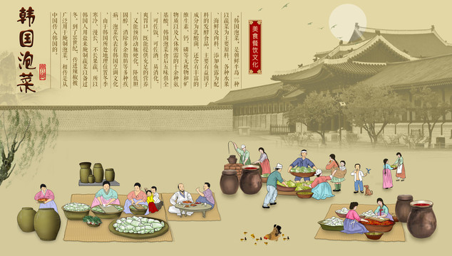 韓式美食壁畫(huà)韓國(guó)泡菜朝鮮打糕