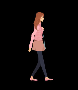 女孩子走路動態(tài)