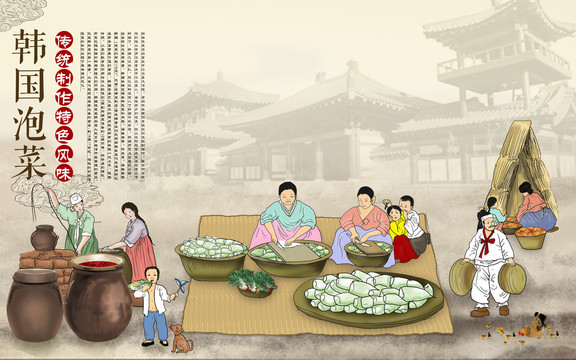 韓式美食壁畫(huà)韓國(guó)泡菜朝鮮民