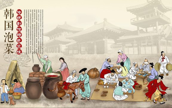 韓式美食壁畫(huà)韓國(guó)泡菜朝鮮民