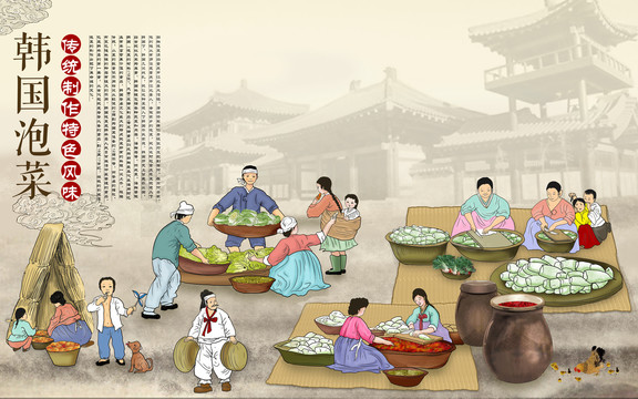 韓式美食壁畫韓國(guó)泡菜朝鮮民