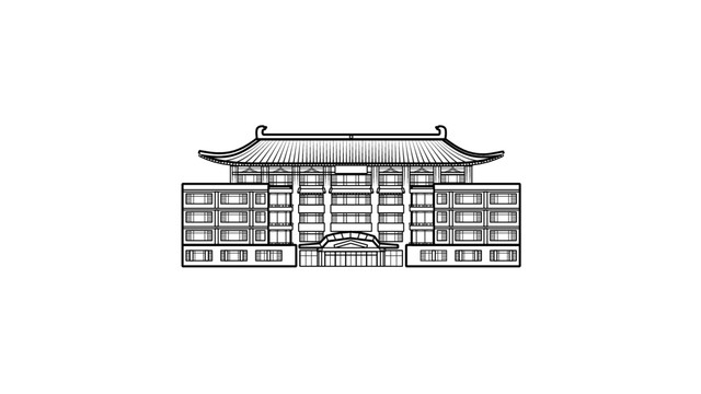 北京大学图书馆线稿