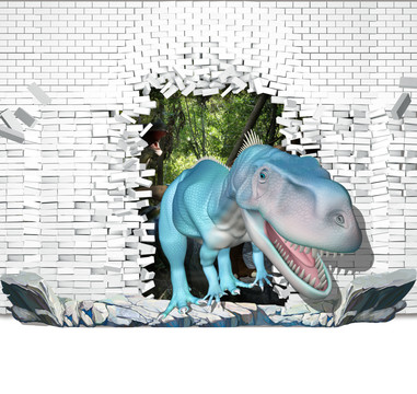 3D立体画恐龙壁画