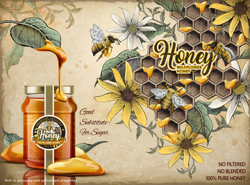 手绘蜂蜜广告
