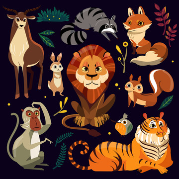 野生动物插画图片