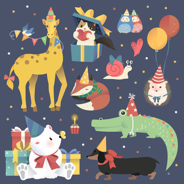 節(jié)慶動物插畫圖片