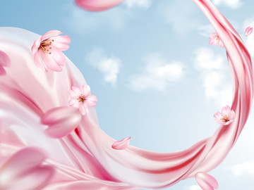 粉色飘逸雪纺面料浪漫素材背景