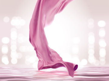 粉红色绸缎飘逸于水面上