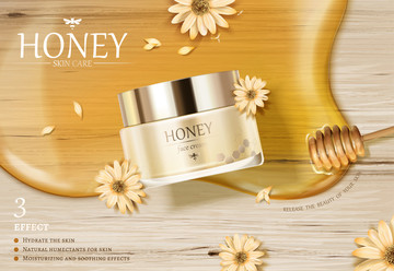 蜂蜜成分保养品广告模板设计