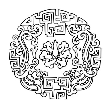 蛟龍拱璧線描