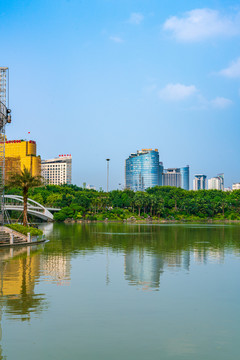 南宁民歌湖埌东建筑群风光素材