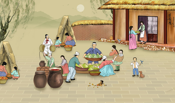 韓式美食壁畫(huà)韓國(guó)泡菜朝鮮民俗