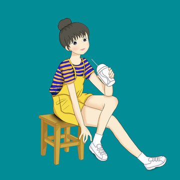 坐著的女孩