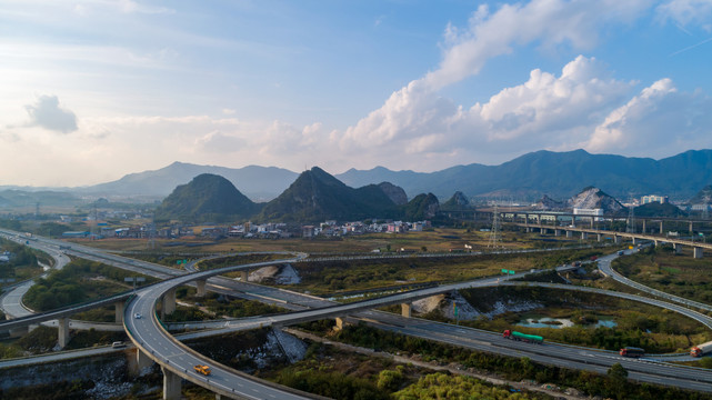 晴朗天空下的高速公路立交桥