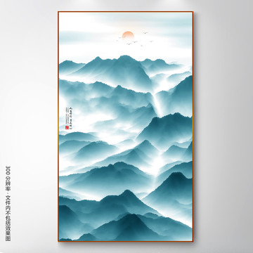 水墨山水無(wú)框畫(huà)