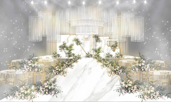 白绿色大理石纹婚礼设计