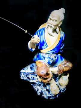 姜子牙钓鱼雕像