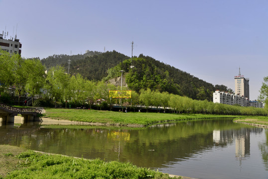 绿树成荫的张湾区夏家店河道